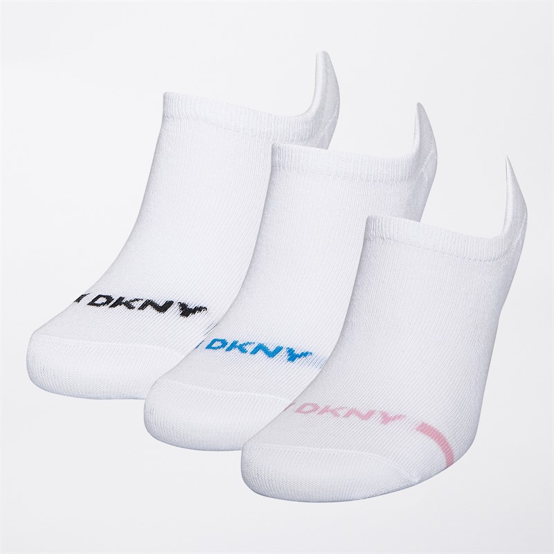 DKNY Womens Ophelia Three Pack Trainer Socks White