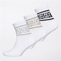 DKNY Womens Lyra Three Pack Crew Socks White