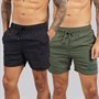 DKNY Mens Two Pack Kos Swim Shorts Black/Military Green