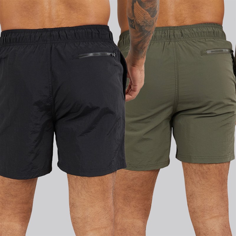 DKNY Mens Two Pack Kos Swim Shorts Black/Olive