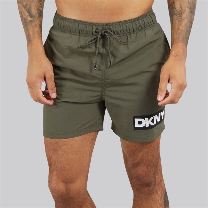 DKNY Mens Two Pack Kos Swim Shorts Black/Olive