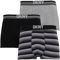DKNY Mens Dallas Three Pack Trunks Black/Stripe/Grey Marl