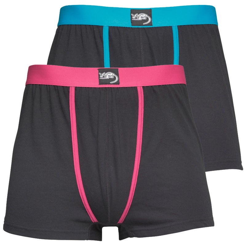Buy Kangaroo Poo Mens Two Pack Boxers Black/Turquoise/Hot Pink