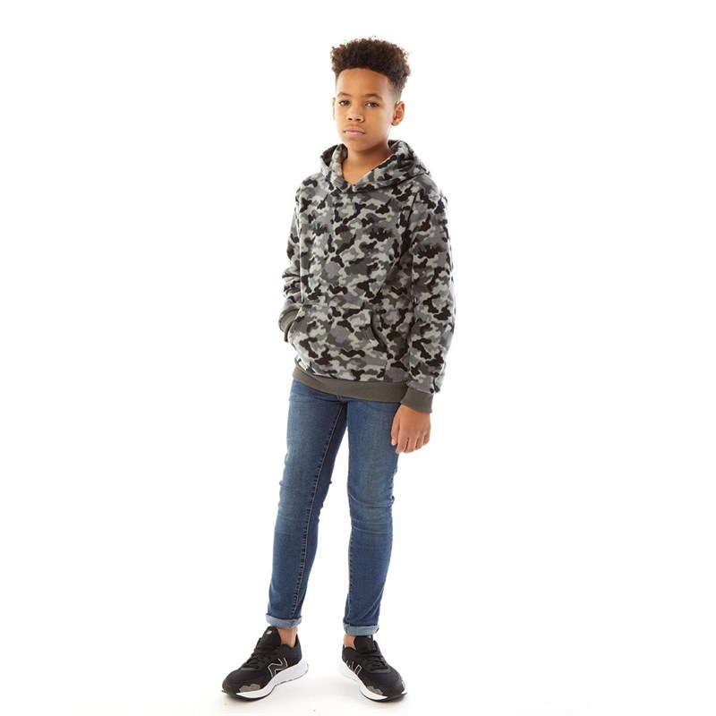 Kangaroo Poo Drenge Camo Print Polar Hættetrøje Sort Camo