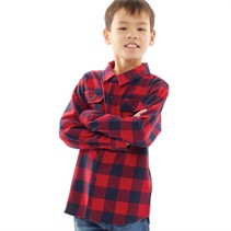 Kangaroo Poo Boys Yarn Dyed Buffalo Check Long Sleeve Shirt Red/Navy