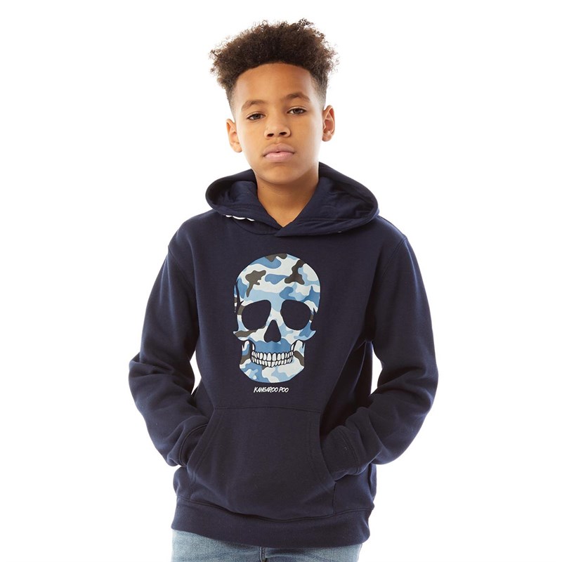 Kangaroo Poo Junior Camo Skull Kapuzentop Dunkelnavy