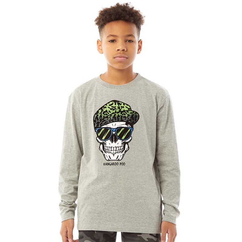 Kangaroo Poo Junior Long Sleeve Top Grey Marl