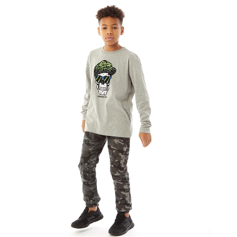 Buy Kangaroo Poo Junior Long Sleeve Top Grey Marl