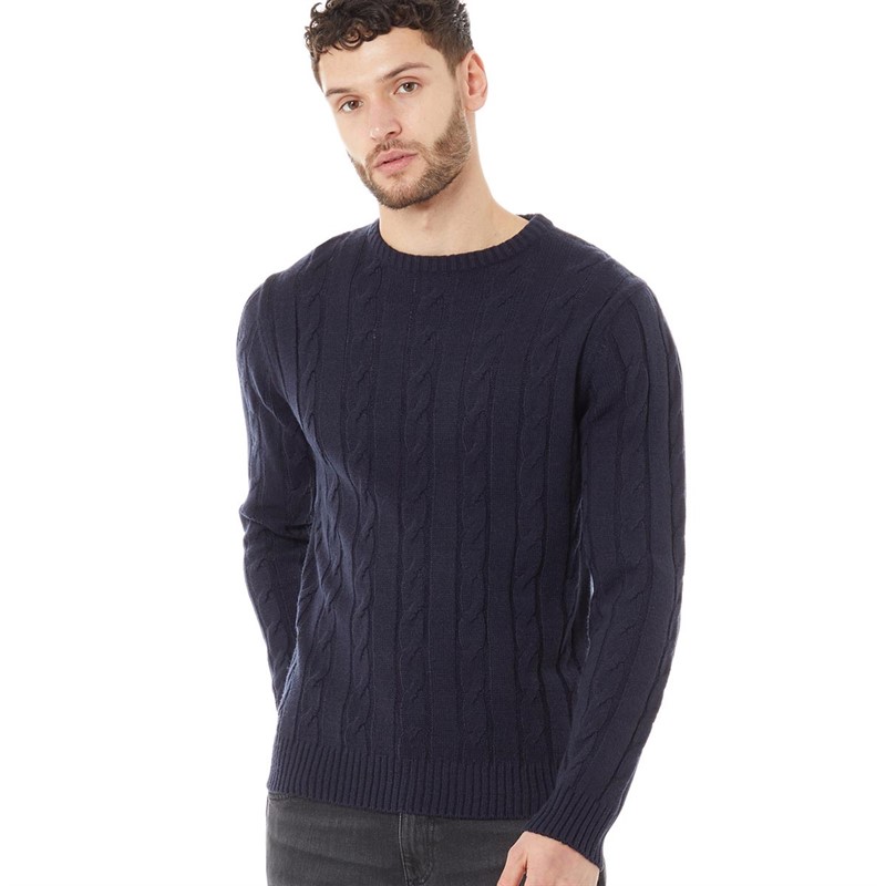 Mens navy knitted on sale jumper