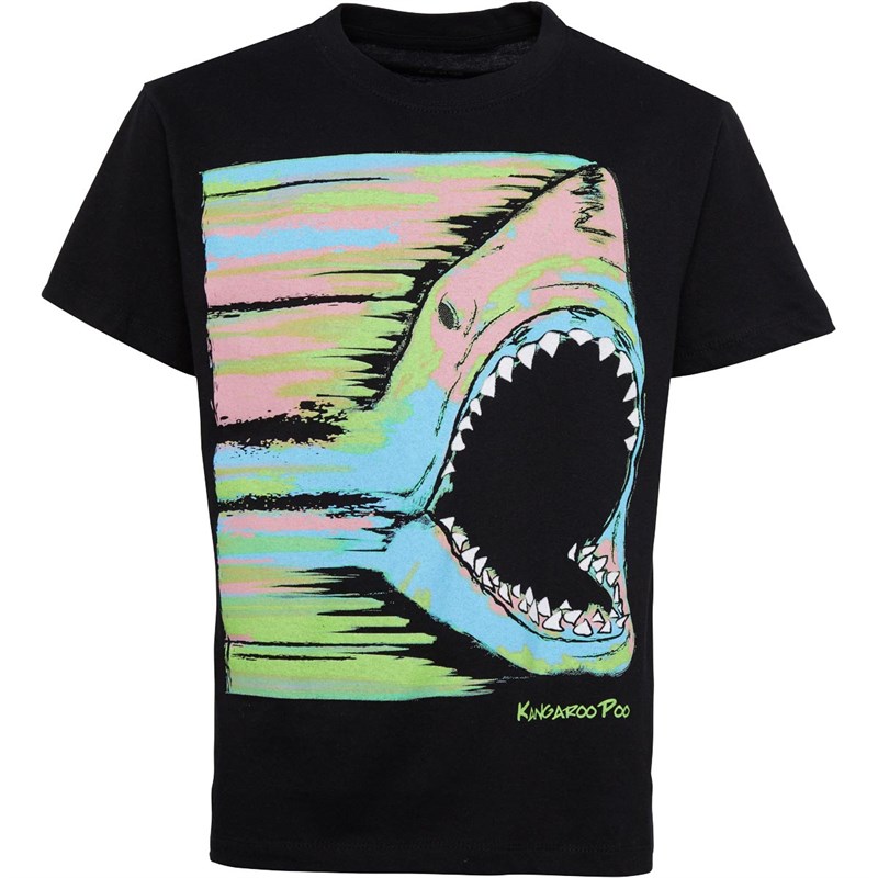 Buy Kangaroo Poo Junior Shark Print T-Shirt Black