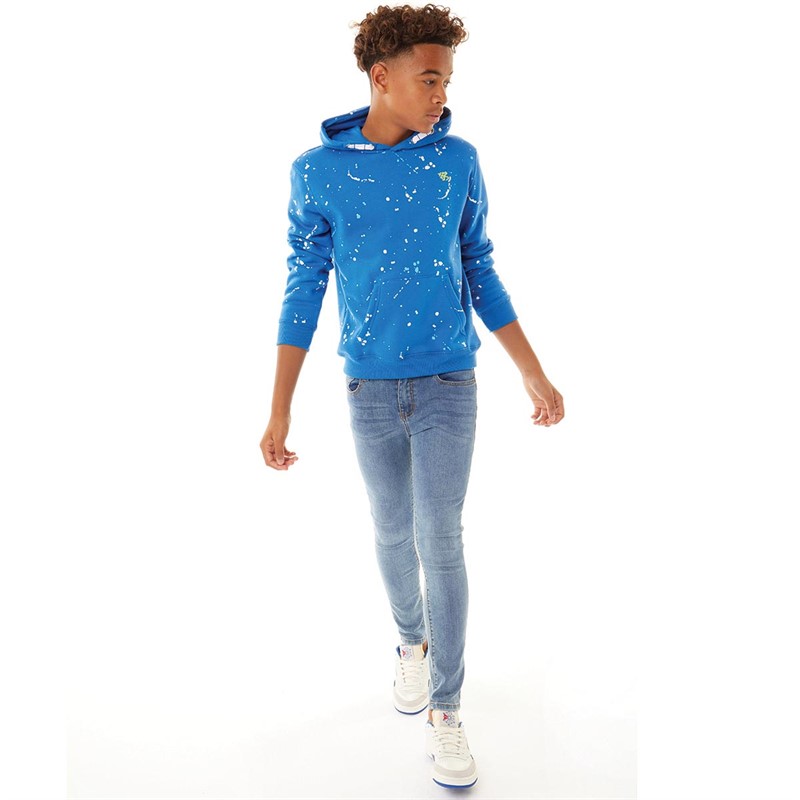 Kangaroo Poo Junior Paint Splatter Hoodie Royal Blue
