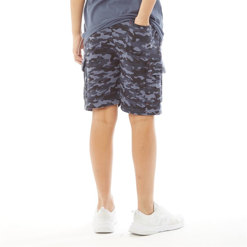 Buy Kangaroo Poo Boys Camo Print Fleece Shorts Navy Camo