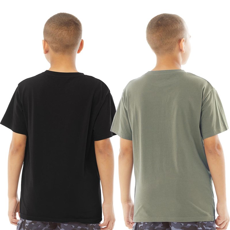 Kangaroo Poo Kids Two Pack T-Shirts Black/Khaki