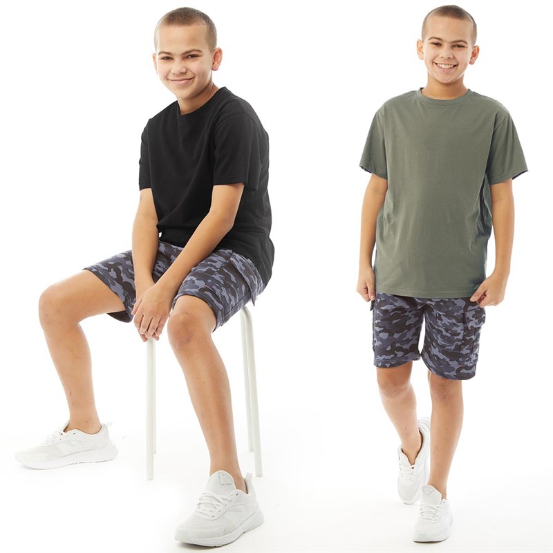 Kangaroo Poo Kids Two Pack T-Shirts Black/Khaki