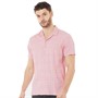 Kangaroo Poo Chemises à Manches Courtes Checked Rever Collar Homme Rose