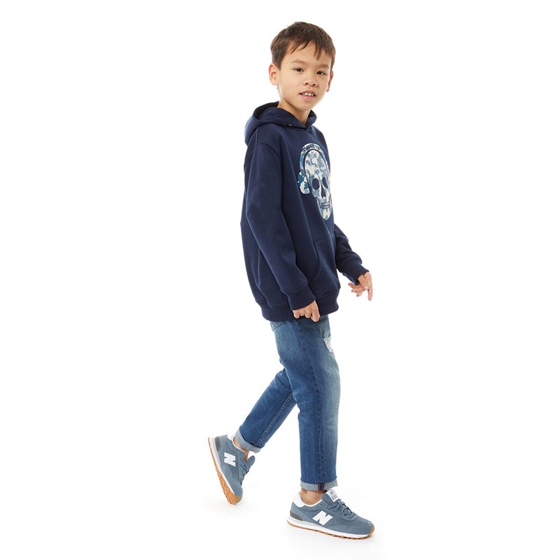 Kangaroo Poo Kids Camo Skull Hoodies Navy