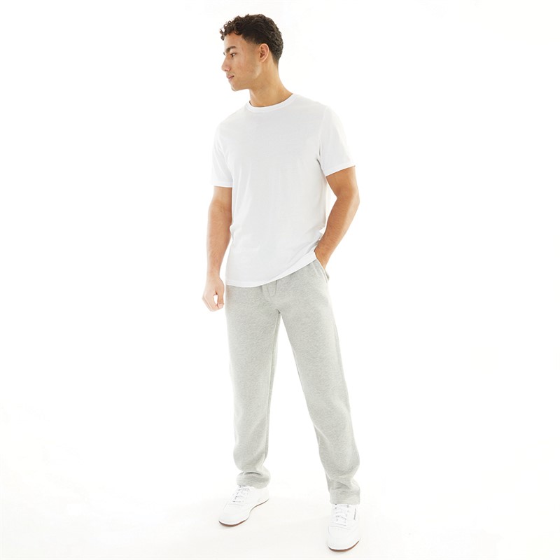 Kangaroo Poo Mens Slim Fit Open Hem Fleece JogPants Grey Marl