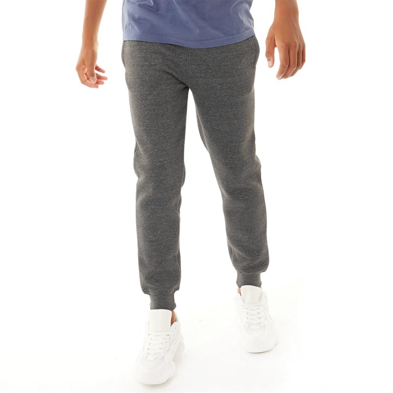 Kangaroo Poo Boys Slim Fit Cuffed Fleece JogPants Charcoal Marl