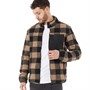 Kangaroo Poo Mens Checked Zip Through Sherpa Jacket Tan/Black