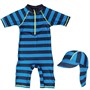 Kangaroo Poo Infant Boys Sun Suit And Hat Navy/Turquoise