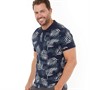 Kangaroo Poo Mens Fern Pritn Polo Shirt Navy