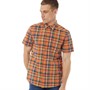 Kangaroo Poo Mens Checked Short Sleeve Shirt Orange