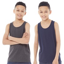 Kangaroo Poo Boys Two Pack Vests Navy/Charcoal Marl