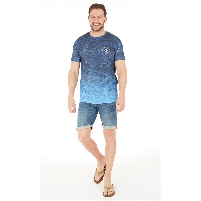 Kangaroo Poo Mens Ombre T-Shirt Navy/Blue