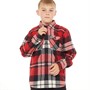 Kangaroo Poo Boys Yarn Dyed Checked Flannel Long Sleeve Shirt Navy/Red Check