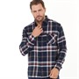 Kangaroo Poo Mens Yarn Dyed Checked Flannel Long Sleeve Shirt Navy/Check