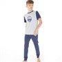 Kangaroo Poo Boys T-Shirt And Pants Gaming Pyjama Set Grey Marl/Navy