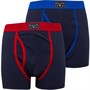 Kangaroo Poo Boys Two Pack Boxer Shorts Navy/Red Navy/Royal
