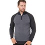 Kangaroo Poo Mens Striped 1/4 Zip Sweater Charcoal Marl/Grey