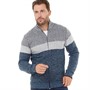 Kangaroo Poo Mens Colourblock Zip Through Cardigan Dark Navy/Multi