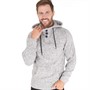 Kangaroo Poo Mens Hooded Button Neck Sweater Ecru Mix