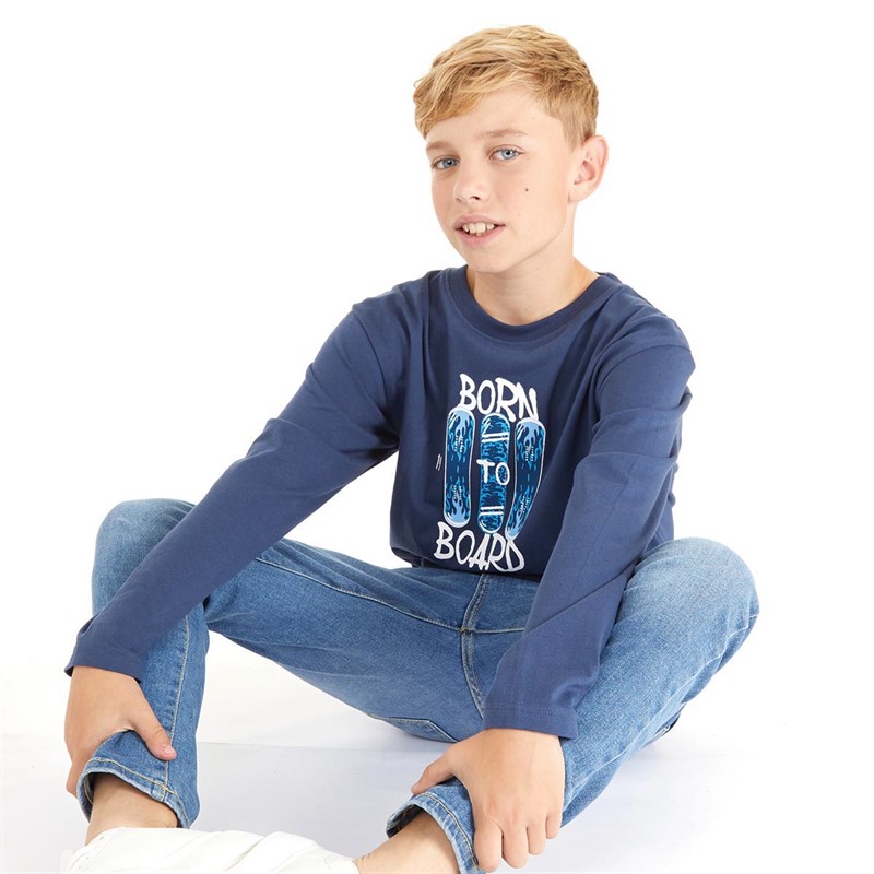 Kangaroo Poo Boys Long Sleeve Top Dark Denim