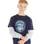 Kangaroo Poo Boys Split Sleeve Long Sleeve Top Navy/Grey Marl