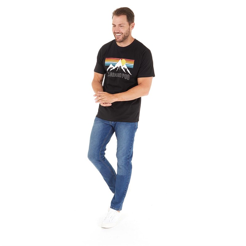 Kangaroo Poo Mens Linear T-Shirt Black