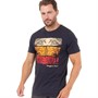 Kangaroo Poo Mens Palm Tree Print T-Shirt Dark Navy