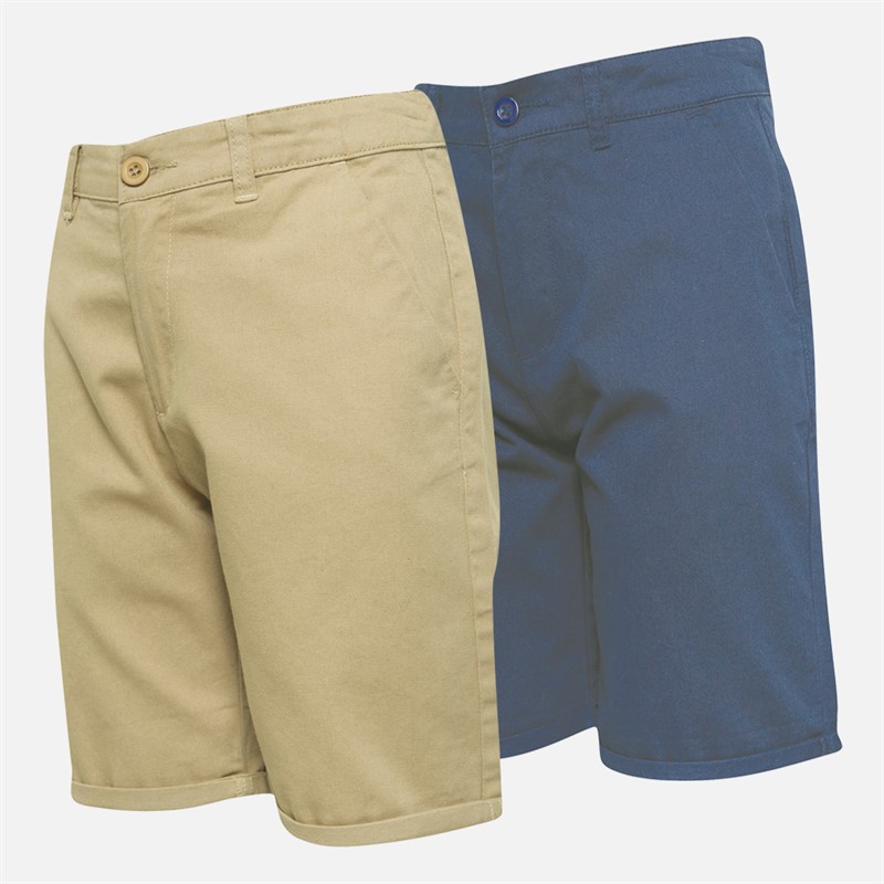 Kangaroo Poo Boys Two Pack Chino Shorts Stone/Navy