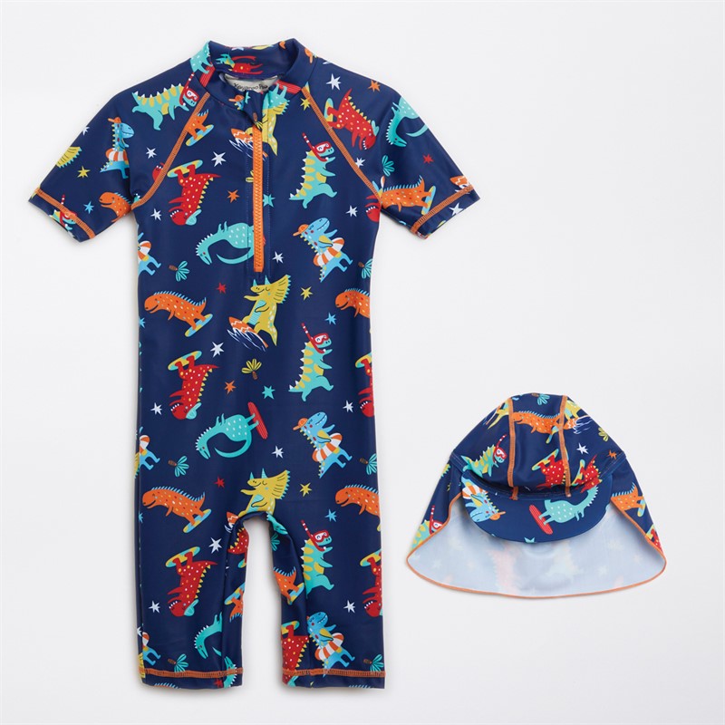 Kangaroo Poo Infant Boys Sun Suit And Sun Hat Multi