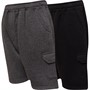 Kangaroo Poo Boys Two Pack Fleece Cargo Shorts Black/Charcoal Marl
