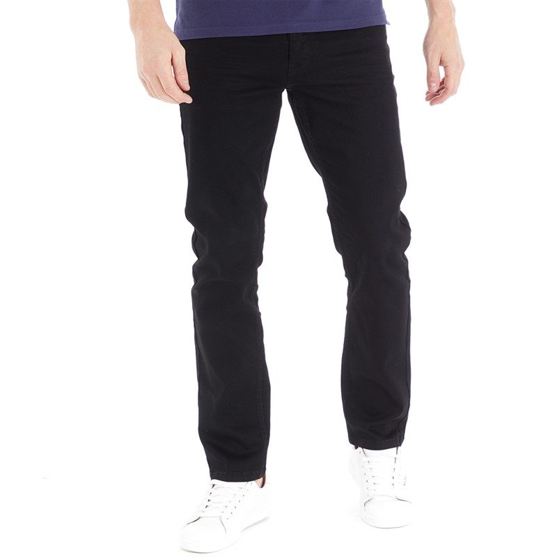 Kangaroo Poo Mens Stretch Straight Fit Jeans Black