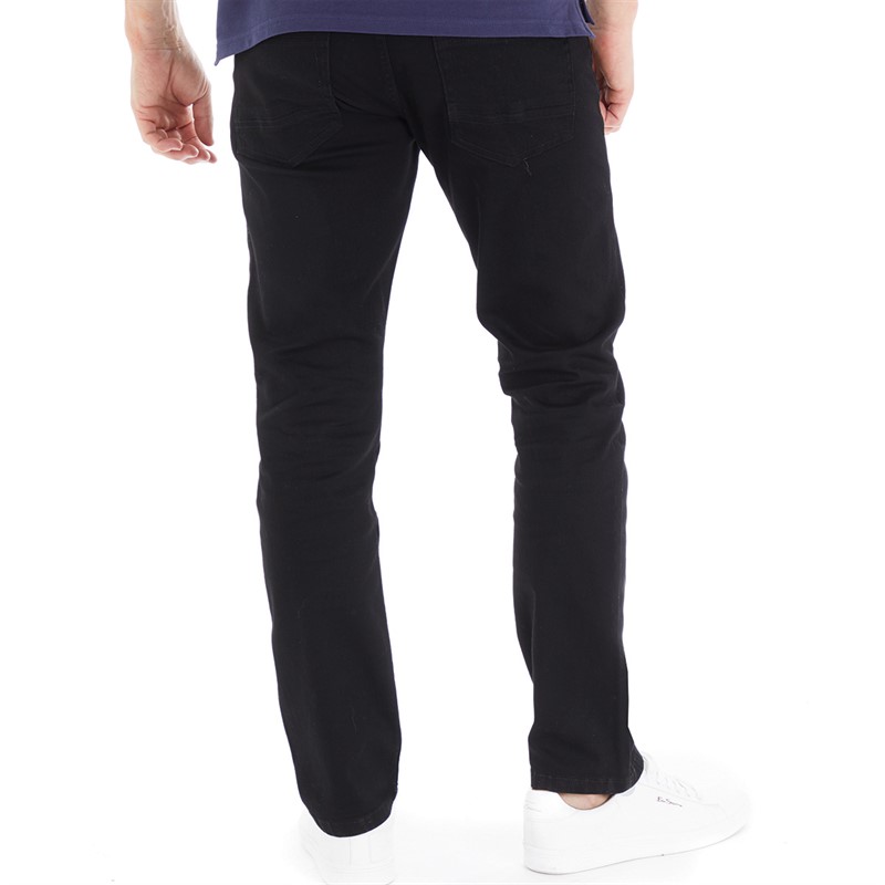 Kangaroo Poo Mens Stretch Straight Fit Jeans Black