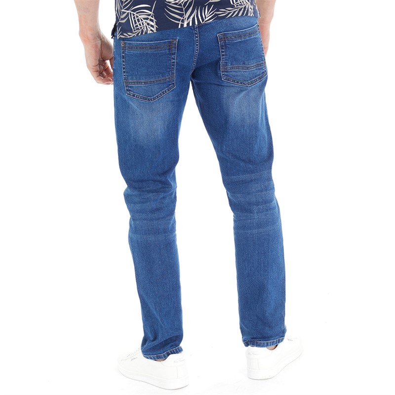 Kangaroo Poo Mens Stretch Straight Fit Jeans Stone Wash