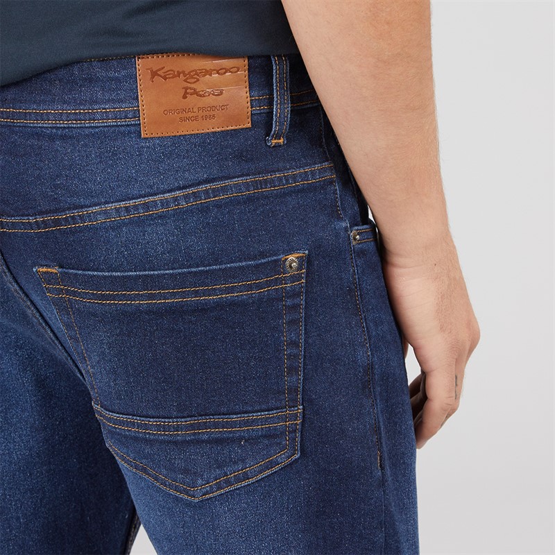 Kangaroo Poo Mens Stretch Straight Fit Jeans Dark Wash