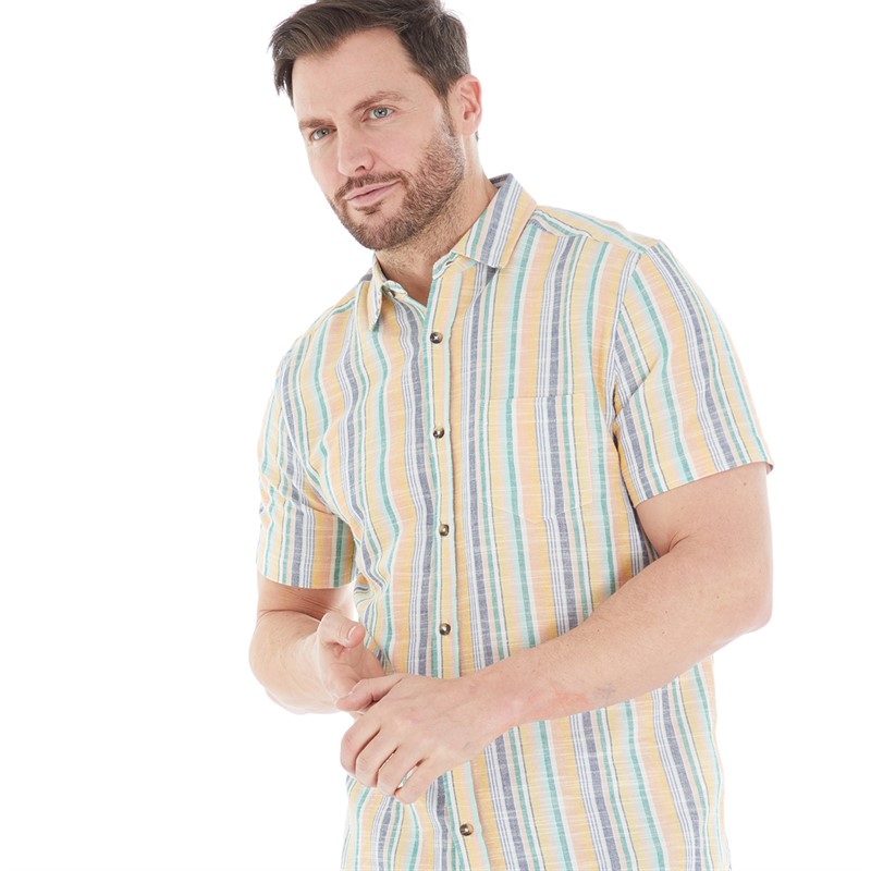 Kangaroo Poo Mens Striped Short Sleeve Shirt Multi Stripe