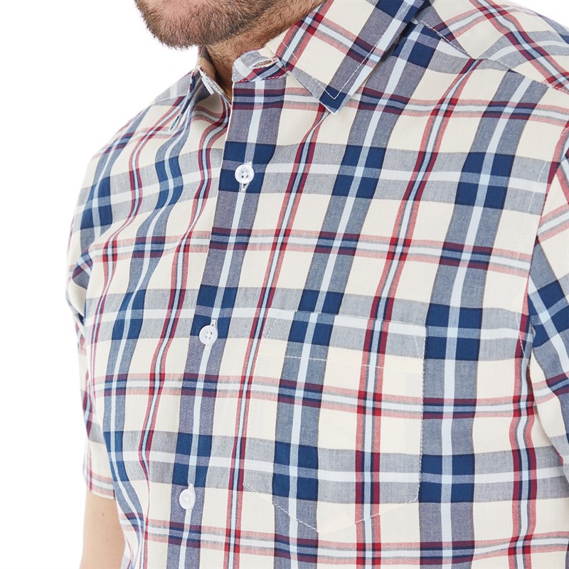 Kangaroo Poo Mens Checked Shirt Ecru Multi