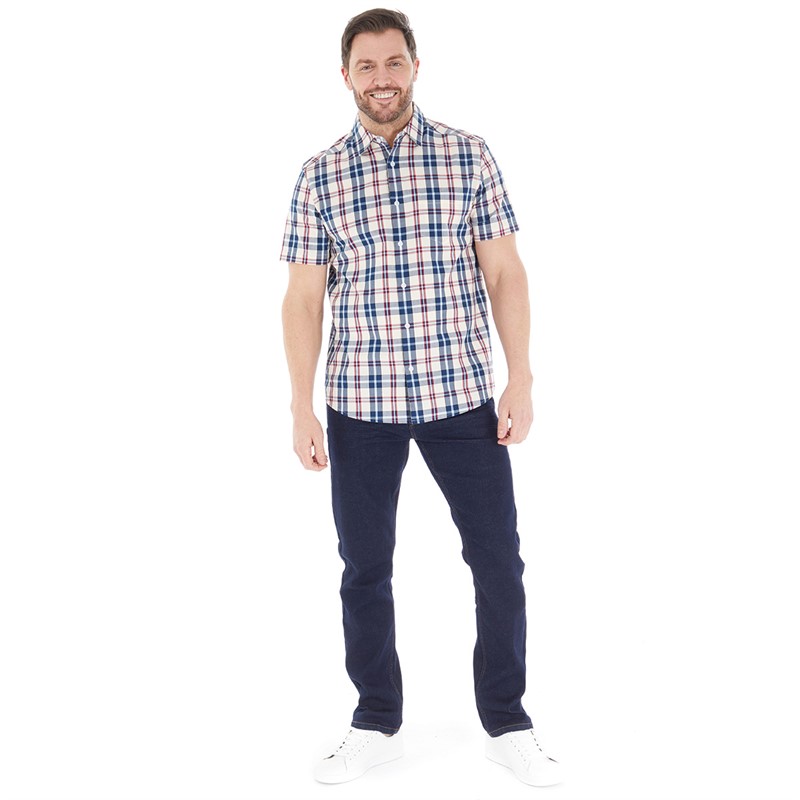 Kangaroo Poo Mens Checked Shirt Ecru Multi