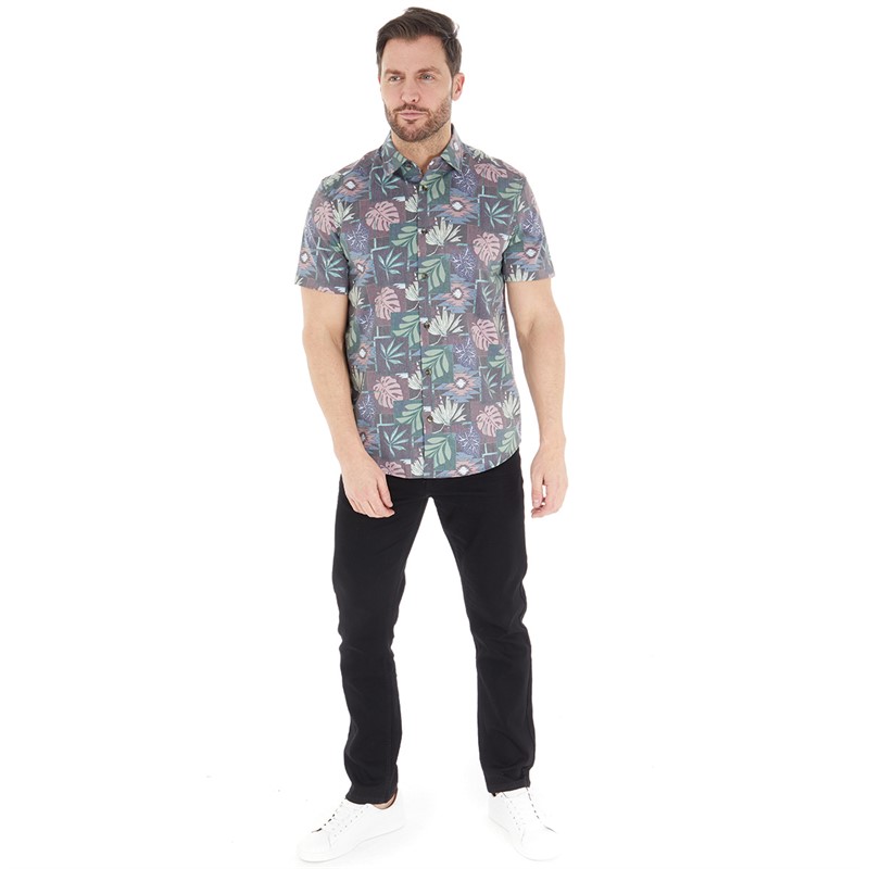 Kangaroo Poo Mens Printed Hawaiian Short Sleeve Shirt Multi H